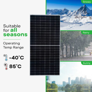 Talli Solar – 580Wp 144Cells 24 Volts TOPCON N-Type Framed Dual Glass Bifacial Non-DCR Solar Module